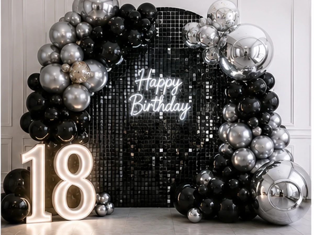 18. urodziny Silver Shine — przykładowa dekoracja balonowa
