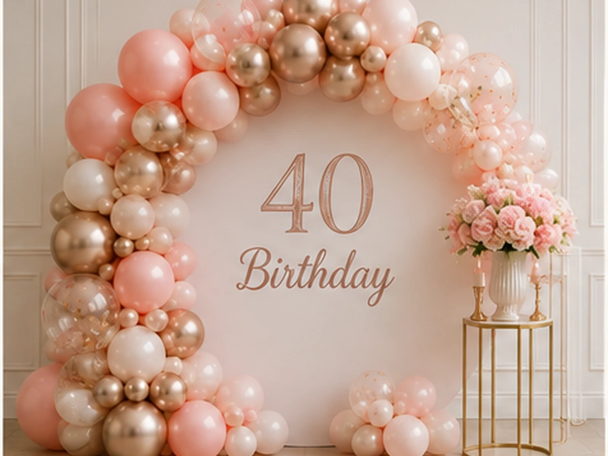 40. Rose Gold — przykładowa dekoracja balonowa