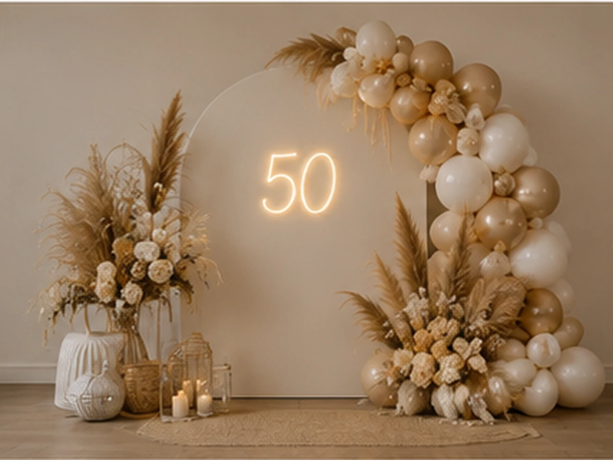 50. Boho — przykładowa dekoracja balonowa
