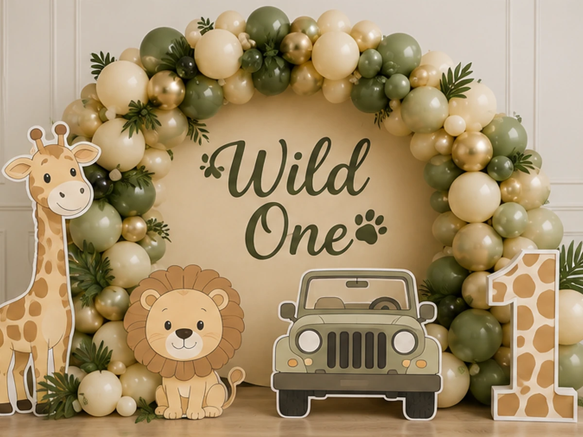 Roczek Safari Wild One — przykładowa dekoracja balonowa