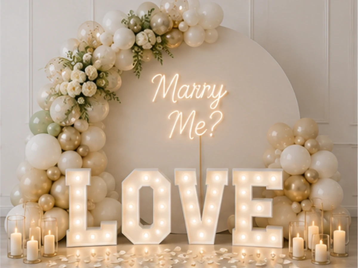 Zaręczyny Marry Me — przykładowa dekoracja balonowa