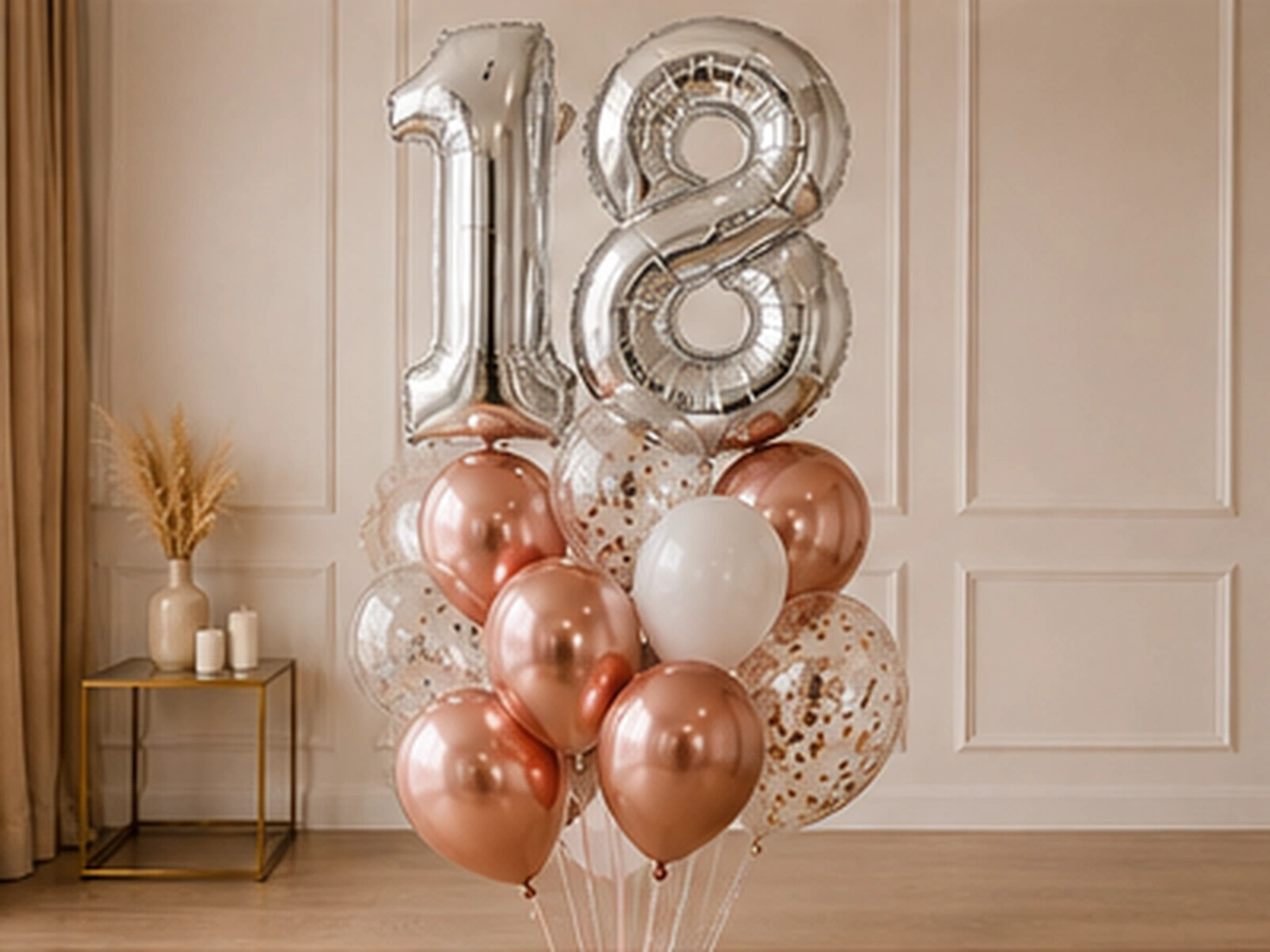 Dwie cyfry + 10 balonów — przykładowa dekoracja balonowa