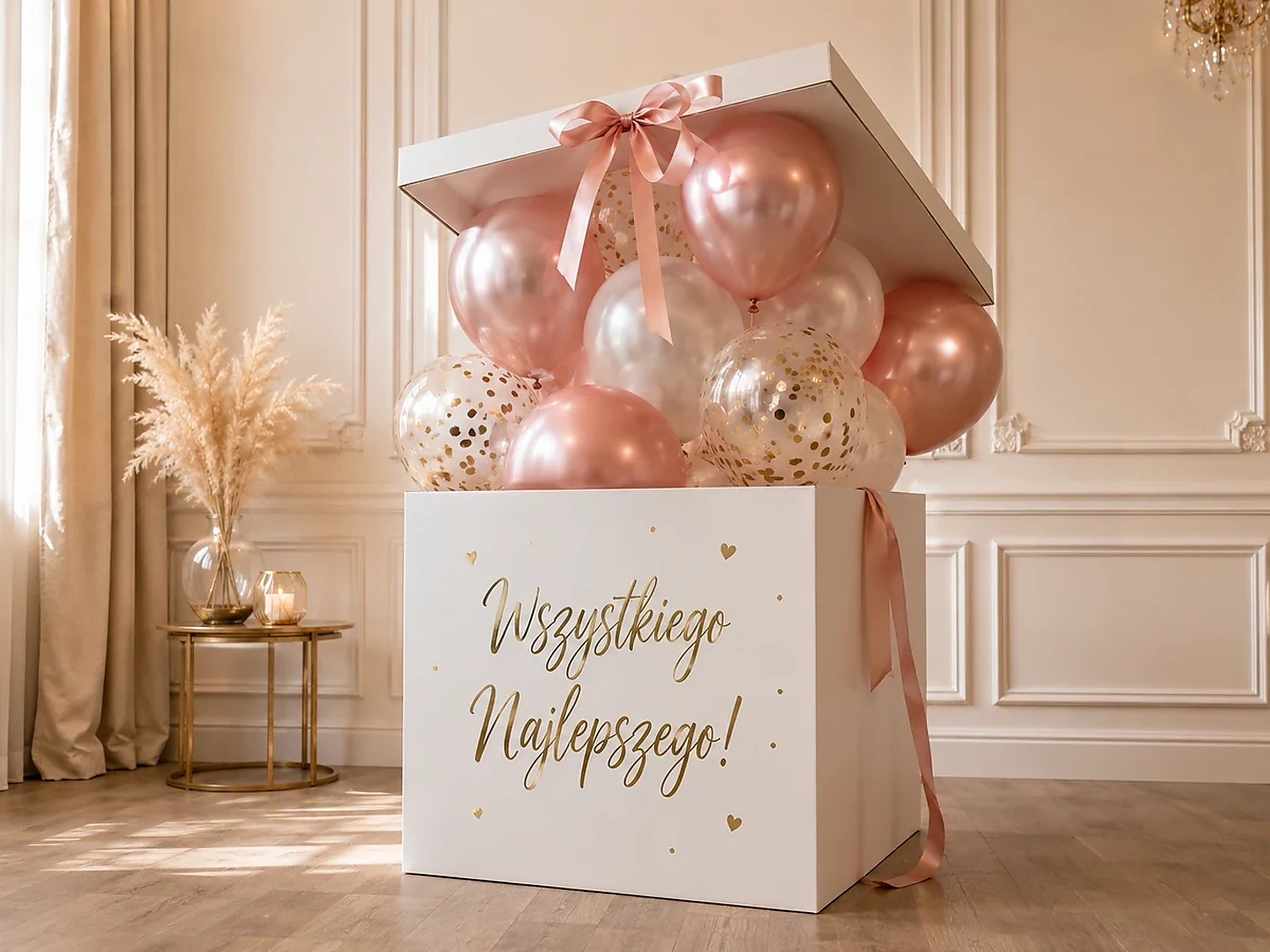 Box balonowy z napisem — przykładowa dekoracja balonowa
