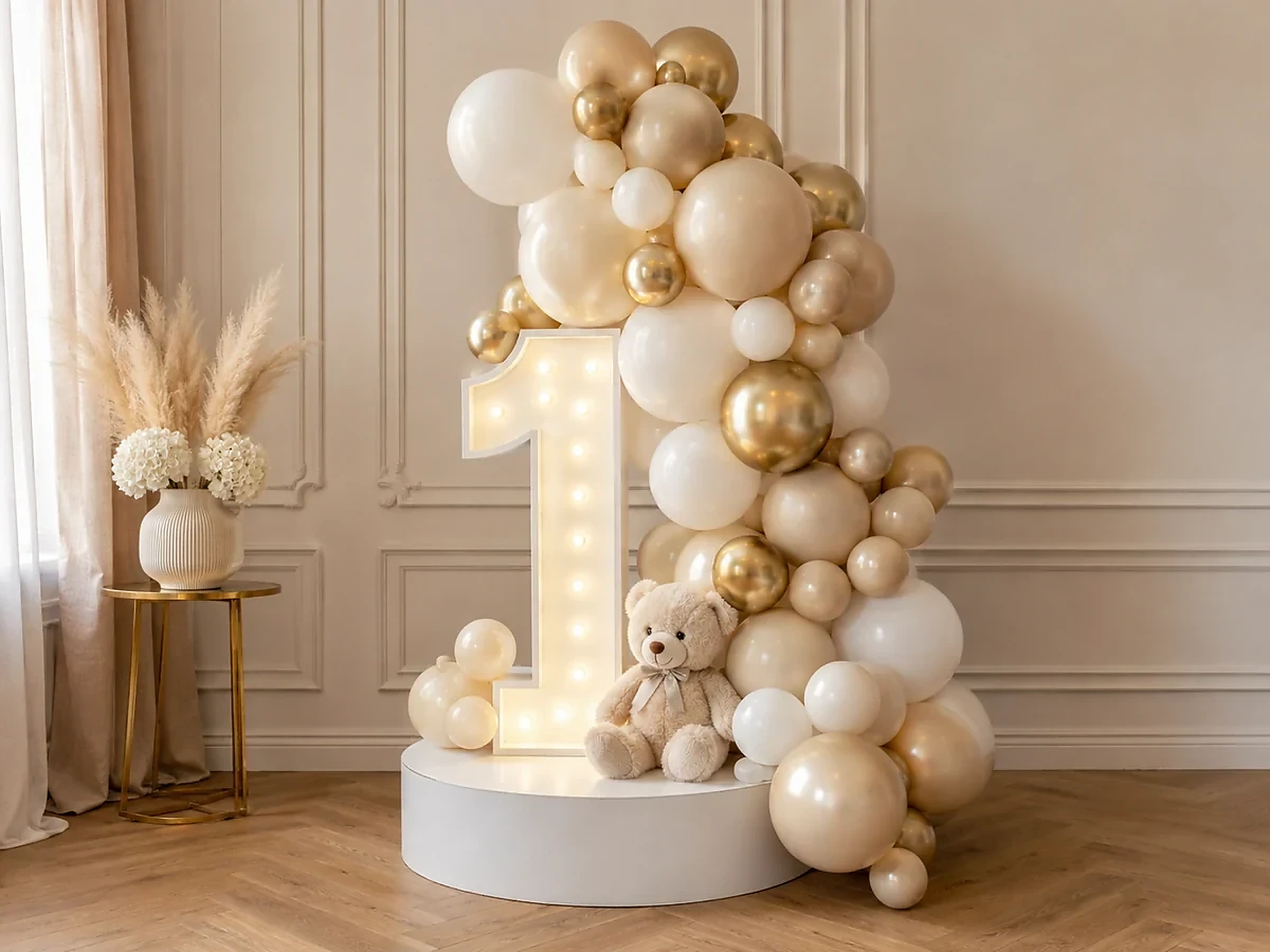 Mini stand Teddy — przykładowa dekoracja balonowa