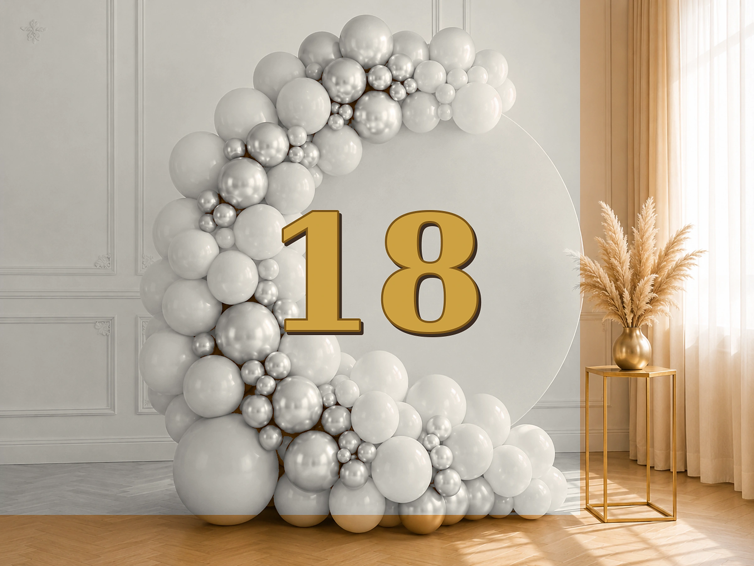 18. White & Gold — przykładowa dekoracja balonowa