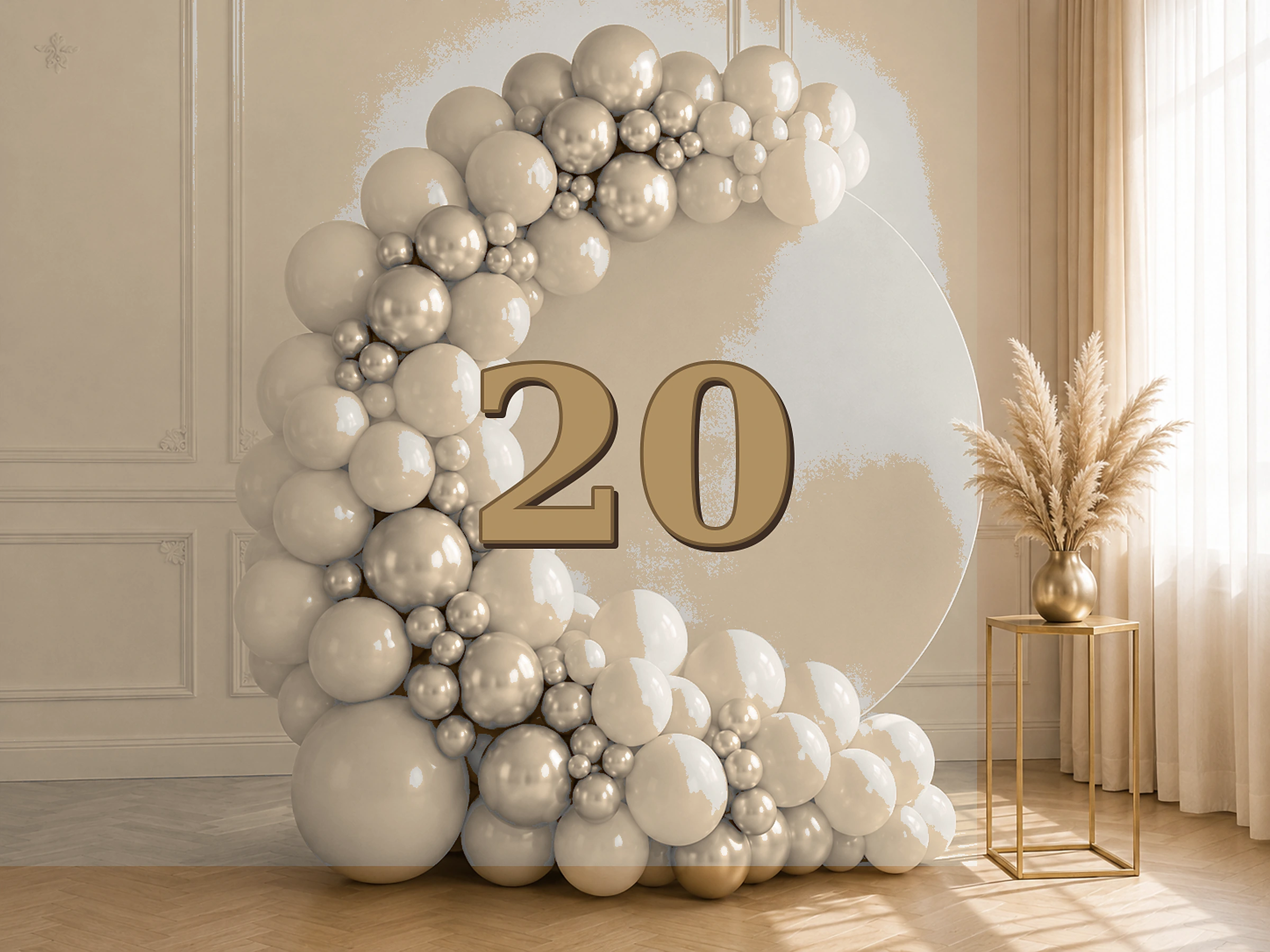 20. Birthday Minimal — przykładowa dekoracja balonowa