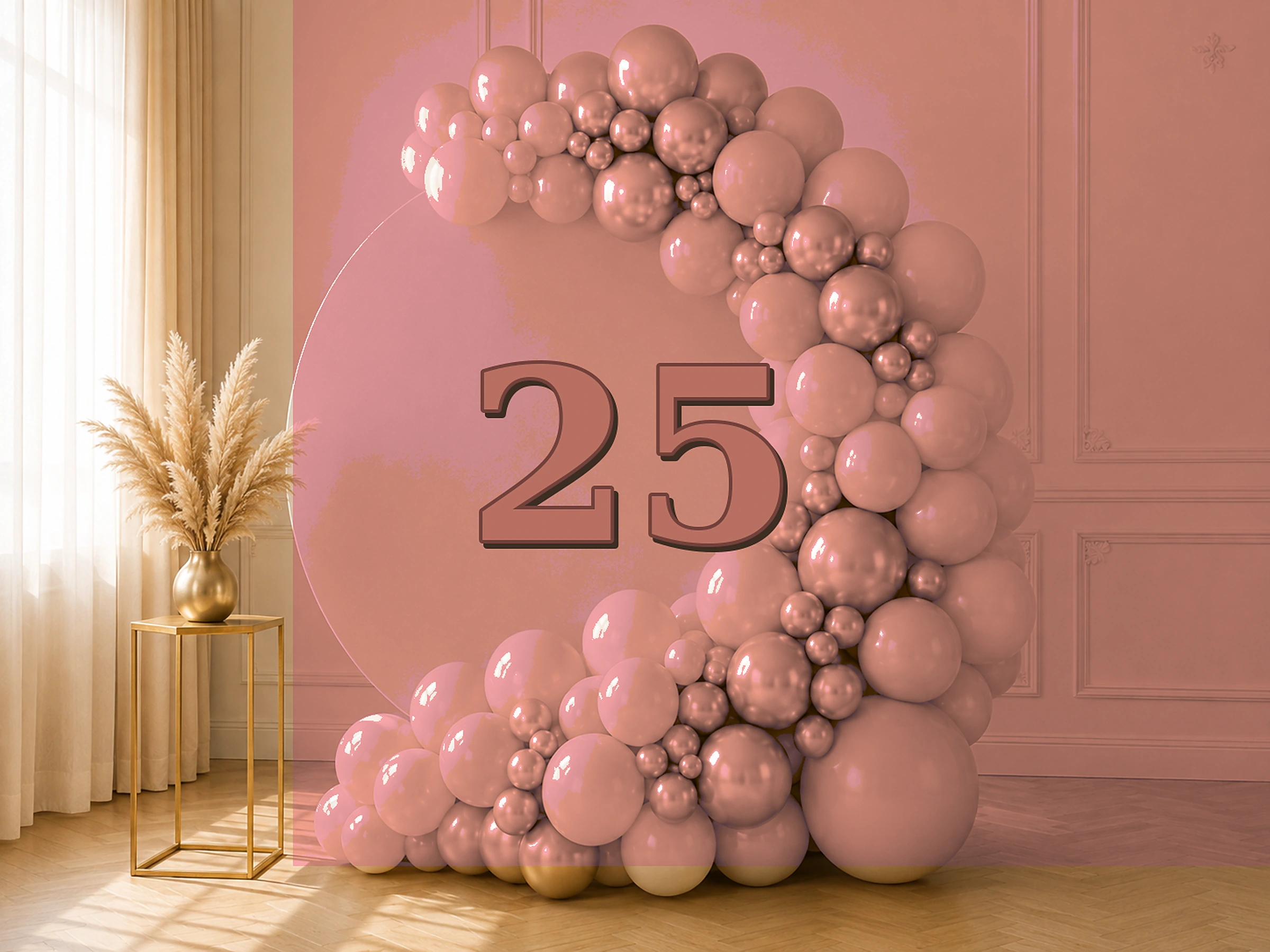 25. Rose Gold — przykładowa dekoracja balonowa