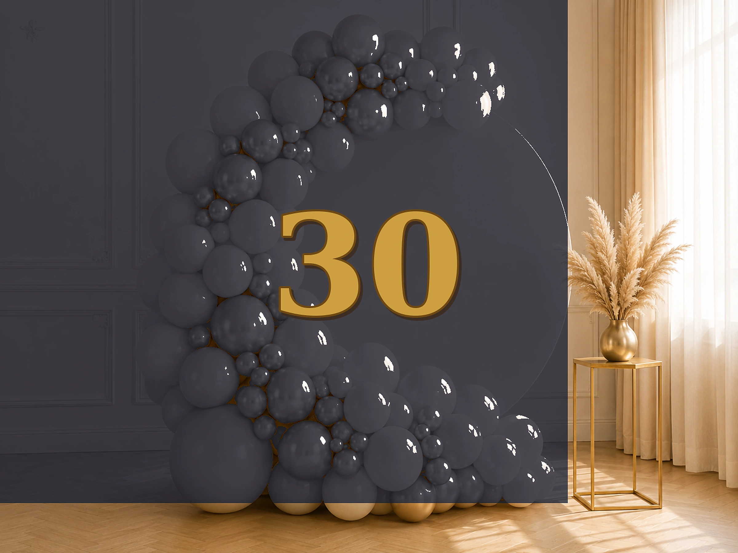 30. Black & Gold — przykładowa dekoracja balonowa