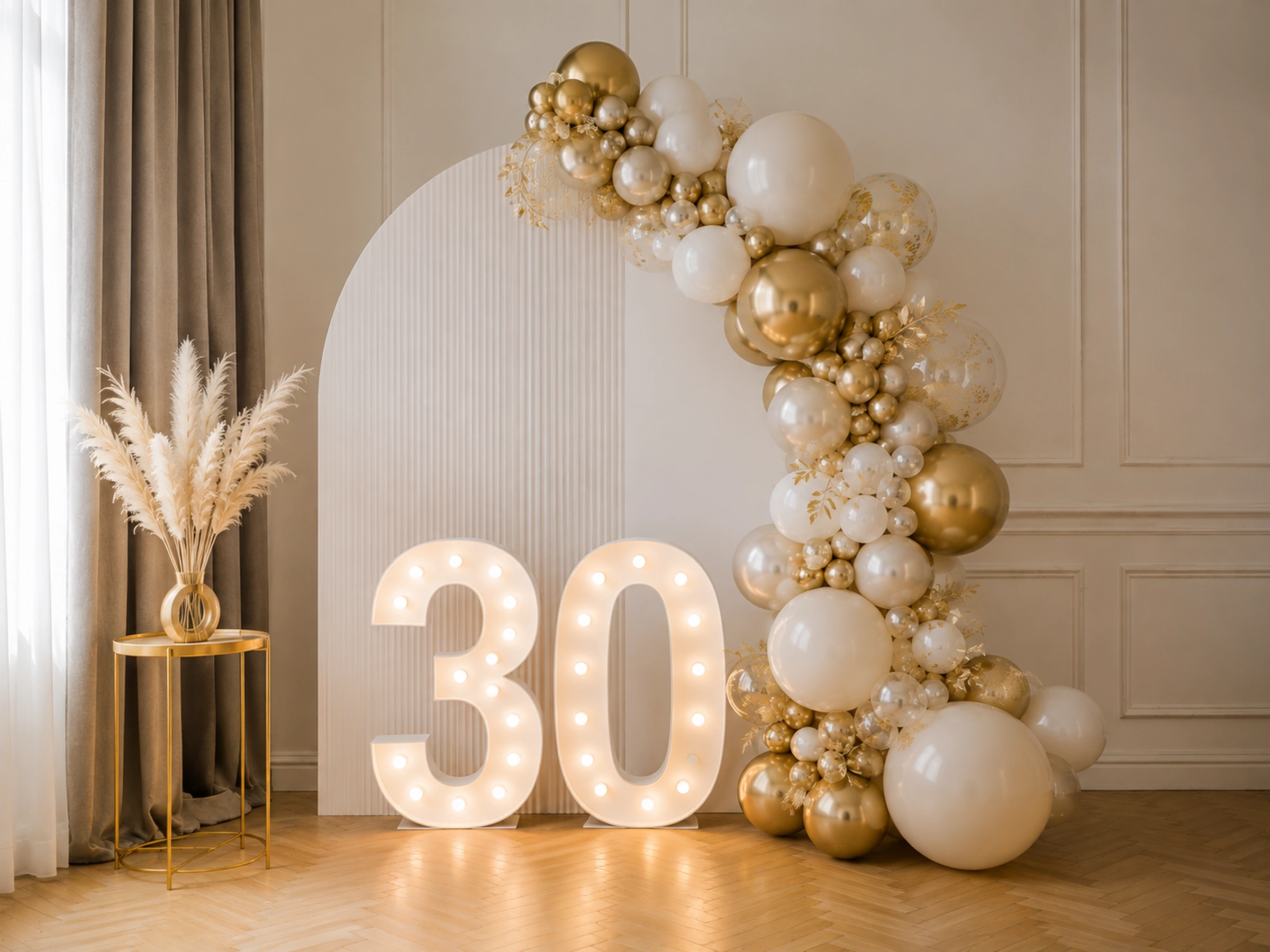 30. White Champagne — przykładowa dekoracja balonowa