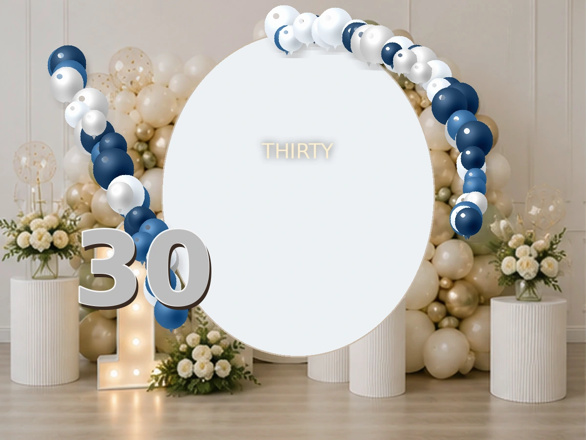 30. Blue & Silver — przykładowa dekoracja balonowa