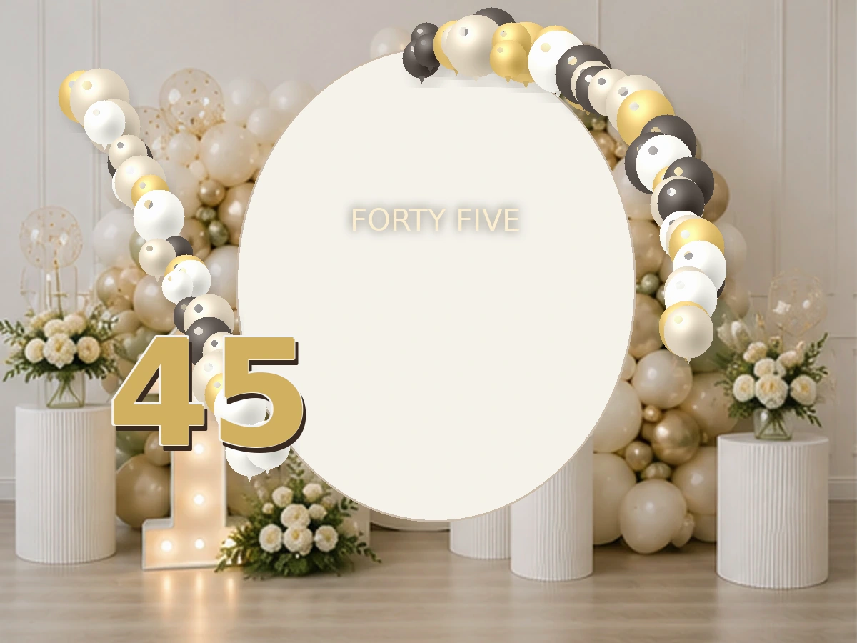 45. Classic Gold — przykładowa dekoracja balonowa