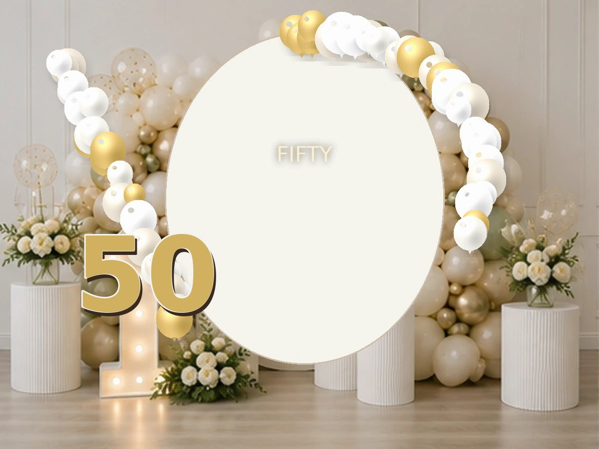 50. White & Gold — przykładowa dekoracja balonowa