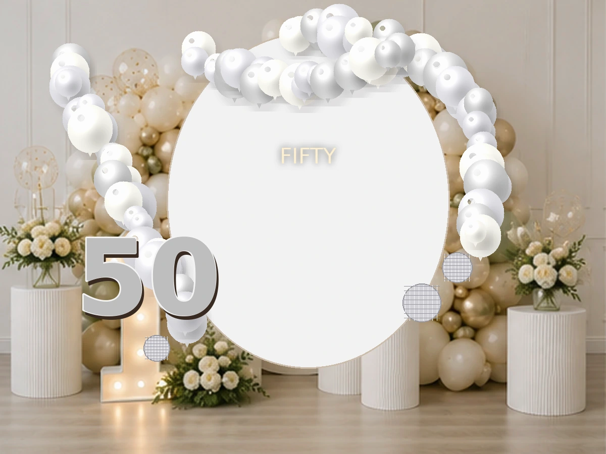 50. Silver Glam — przykładowa dekoracja balonowa