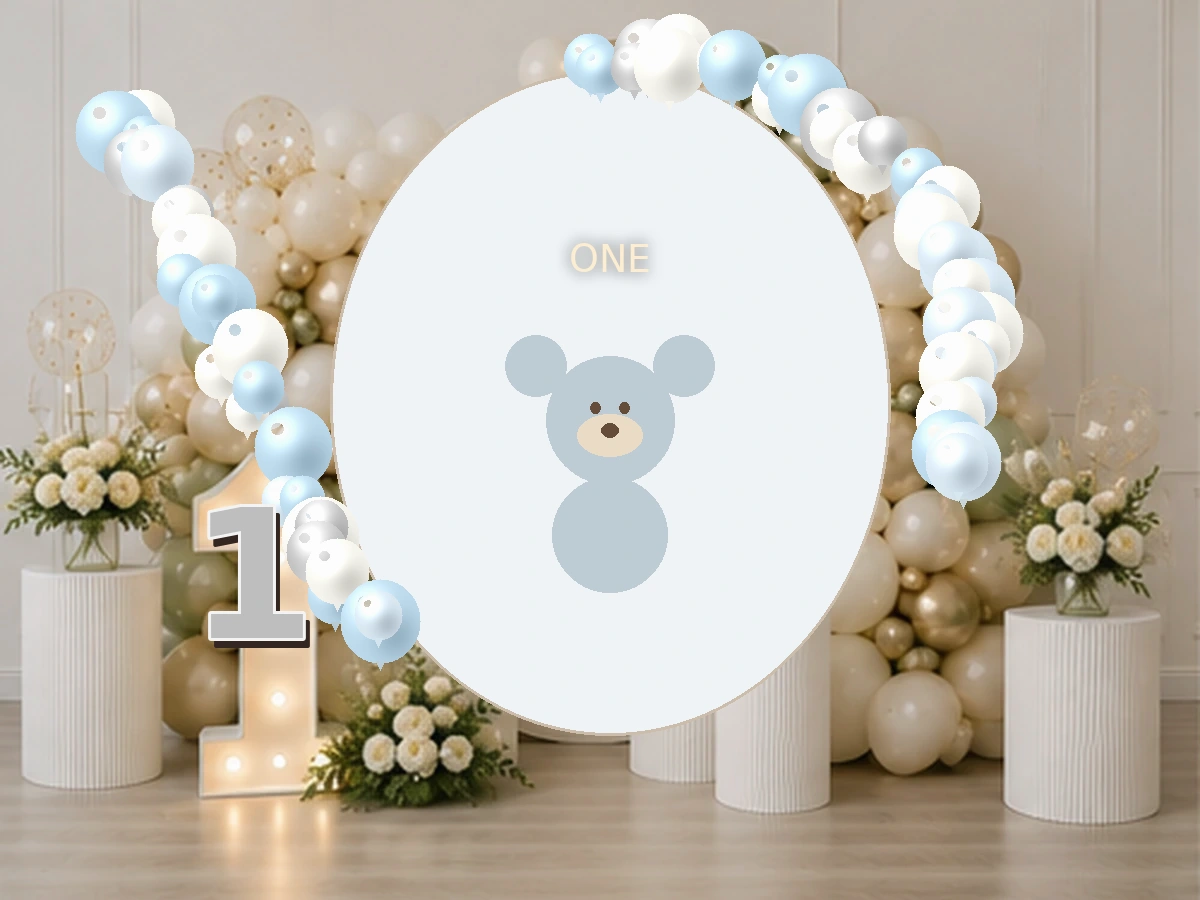 Roczek Teddy Blue — przykładowa dekoracja balonowa