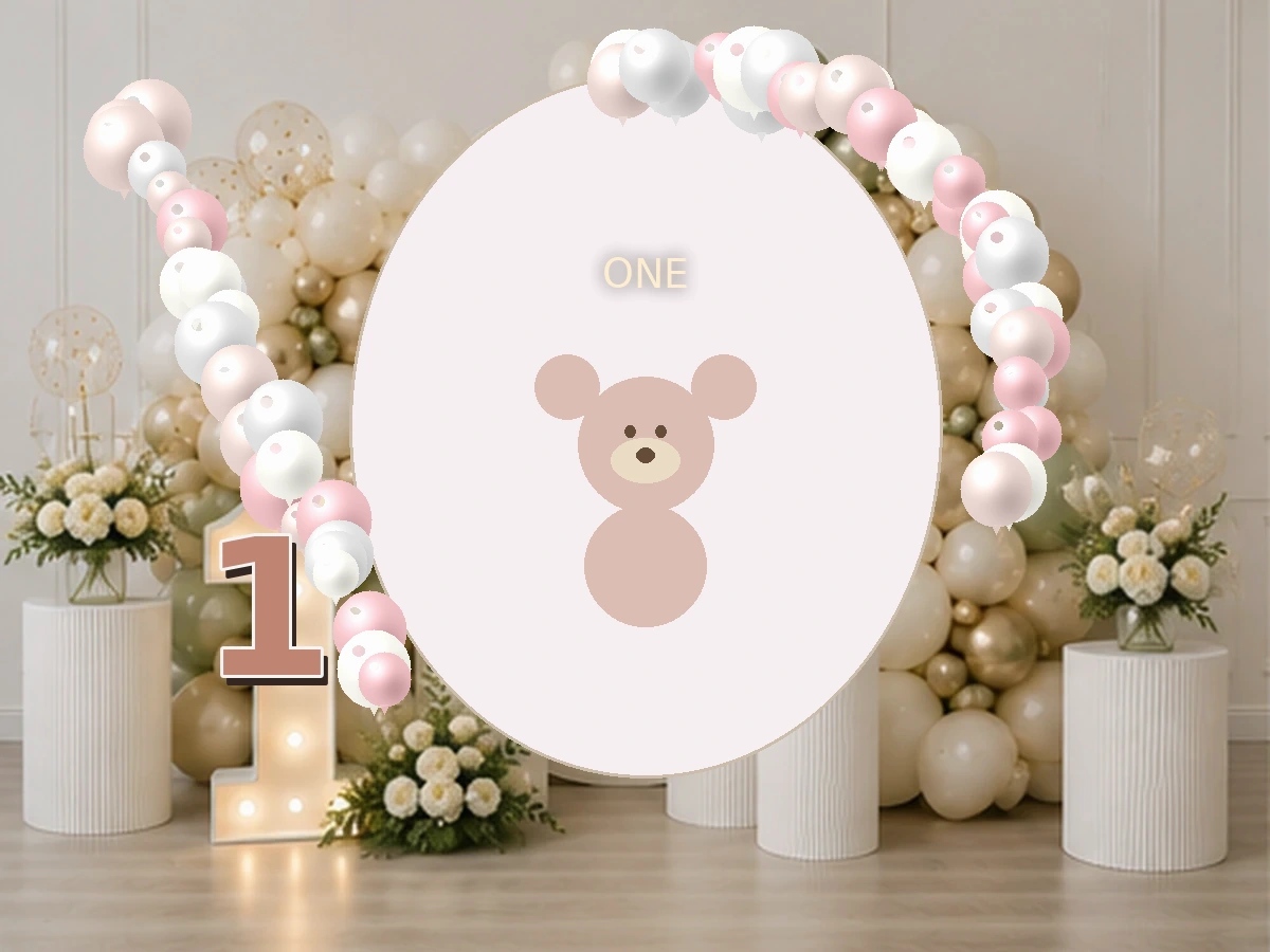Roczek Teddy Pink — przykładowa dekoracja balonowa